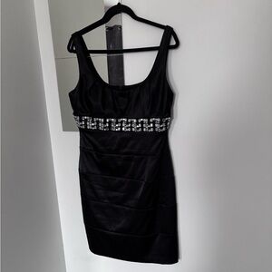Bisou Bisou Black Mini Dress with Silver Accents
